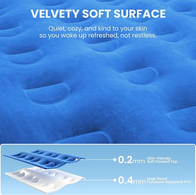 Queen Air Mattress with Headboard, Built-in Pump, 19" Raised Comfort Design, 800 lbs Max, 48-Hour Leak-Tested PVC, 3.5 Min Fast Inflation & Headboard, Durable Air Bed for Home, Guests Bed, Travel