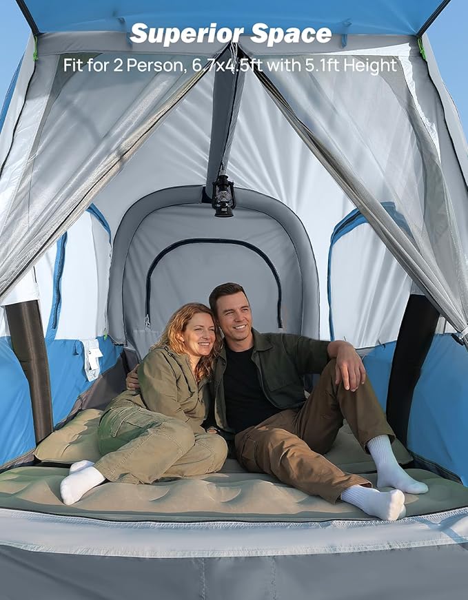 JOYTUTUS Inflatable Truck Bed Tent 5.5-6.5FT with Awning, Includes Air Pump for Quick 30S Setup, Dual-use Pickup or Camping Tent for 2 Person, Truck Tent with Waterproof Roof Shade and 3 Windows