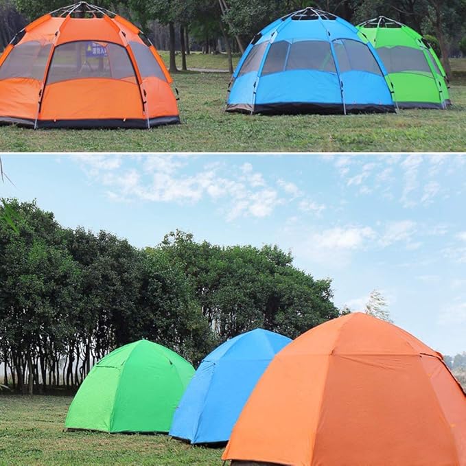 GeRRiT Outdoor UV Lightweight Waterproof Tent for 5-8 Man, Portable Pop-Up Beach Tent Anti UV Quick Set up for Hiking Camping Outdoor Instant 4 Season Sun Shelter, Orange