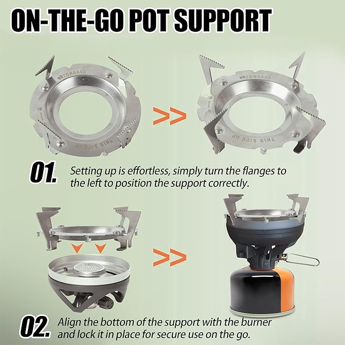 TonGass Camping Stoves Pot Support Compatible with Jetboil Stove Pots Support Stainless Steel Portable Camp Pot Stand for Jetboil Burner Replacement, Can Accommodate Up to 9" Skillets or 2L Cook Pots