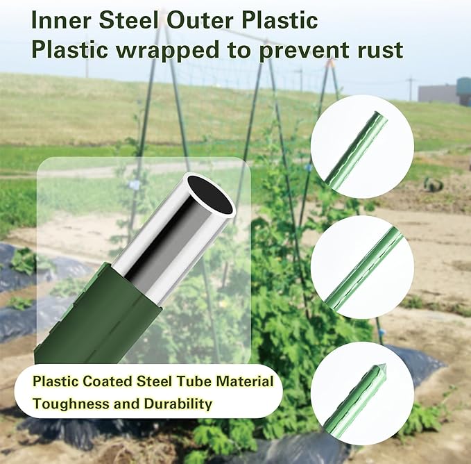 Plant Stakes 24 inch, 2ft Steel Garden Stakes 30 Pack, Sturdy Plant Support for Climbing Plants, Tomatoes, Beans, Cucumbers, Peppers, Flowers, Potted, Strengthen and Stem to Grow Better