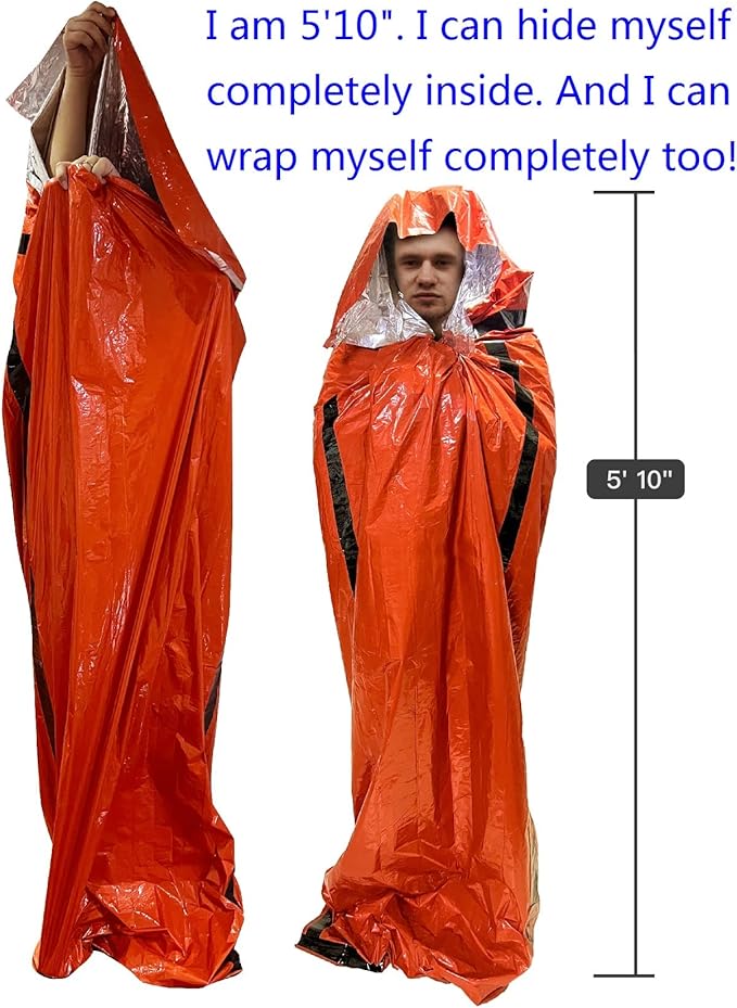 Emergency Bivy Sack Bivy Bag - Emergency Sleeping Bags 4 Pack Mylar Survival Sleeping Bag Emergency Bivvy Sack Waterproof Lightweight Foil Military Patriot Compact Gear Blanket Thermal Escape Camping