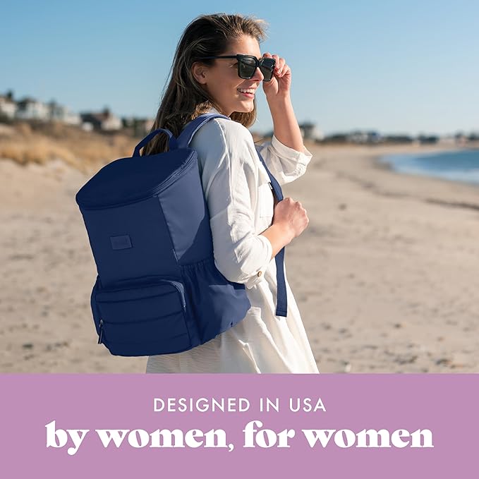 Fit & Fresh Insulated Backpack Soft Cooler – Leak-Resistant Beach & Travel Bag for Women, 24 Can Capacity Picnic & Cooler Bag