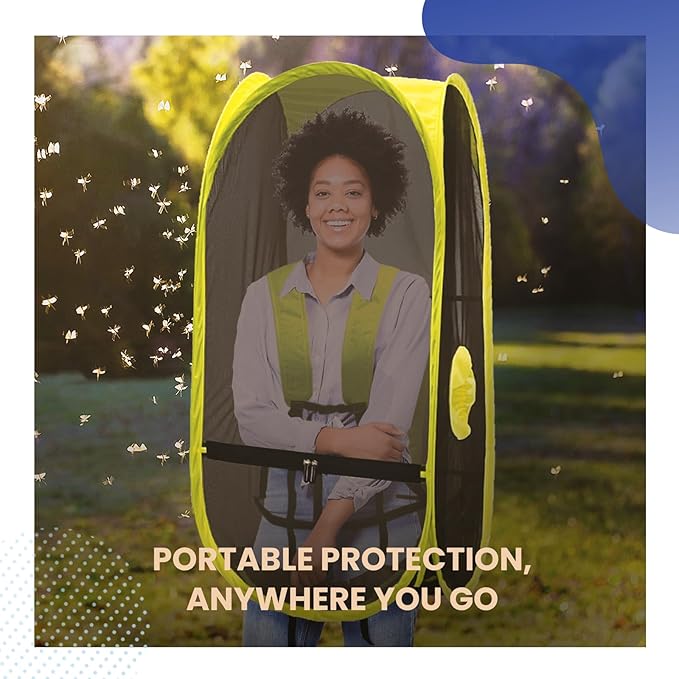 WeatherPod Short Bug-Screen Walking Pod – Pop-Up Wearable Mosquito & Bug Screen with Mesh – Fine Gauge, Fully Enclosed Personal Bubble – Dark Gray