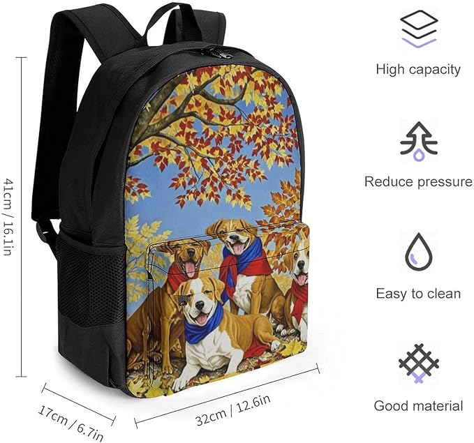 Rucksack Anti-Theft Multipurpose Big Capacity Carry On Bag, Happy Cute Dogs Baseball Traveling Camping Backpack With Side Pockets