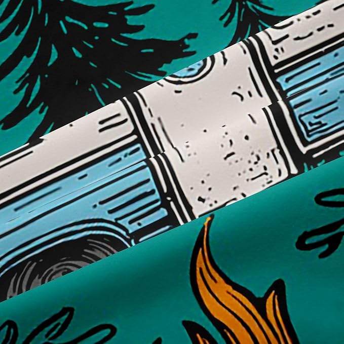 Feelyou Green Camping Camper Rv Blackout Curtains Rustic Farmhouse Camper Darkening Drapes for Bedroom Living Room Decor Happy Camping Thermal Insulated Shades Window Treatments, 2 Panels 42 x 84 Inch