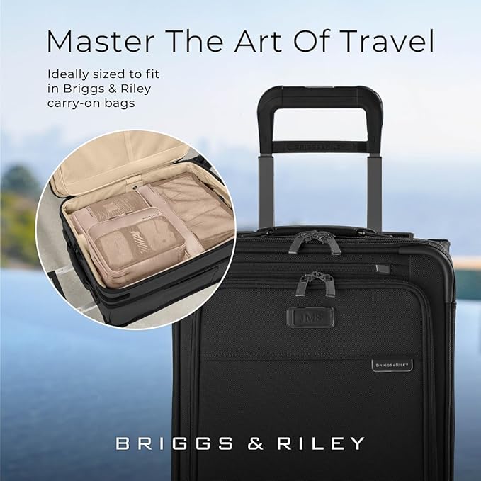 Briggs & Riley Carry On Compression Packing Cube Set - Bag Organizer for Suitcase & Luggage, For Women & Men, Pack Accessories for Vacation - Travel Must Haves, 3-Piece, Tan