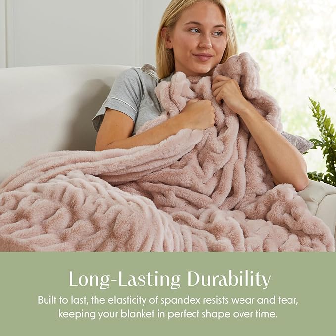 Springtree Home | Pink Micro Plush Throw Blanket for Couch | Thick Faux Fur Blanket | Pink Blanket | Warm Throw Blanket for Couch Year Round | Lily Collection