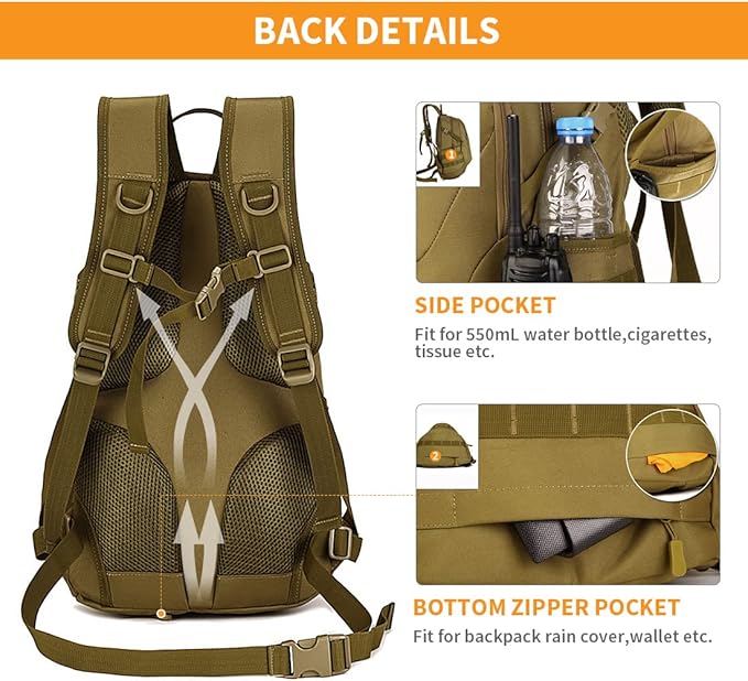HUNTVP Military MOLLE Backpack Rucksack Gear Tactical Assbault Packbag 20L for Hunting Camping Trekking Travel | Rucksack, Gear, Assbault, Packbag, Hunting, Camping