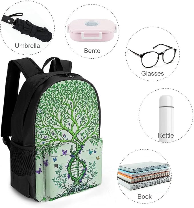 Supdreamc Lightweight Rucksack for Sports Travel Running, Big Capacity Multipurpose Anti-Theft Bookbag, Dna Tree Of Life Art Travel and Sport Backpack Rucksack