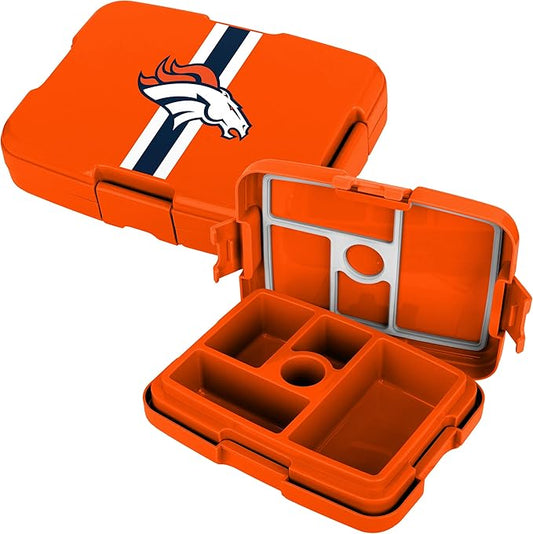 FOCO NFL Unisex-Adult Officially Licensed Team Color Stripe Primary Logo Football Leak Proof 5 Compartment Bento Lunch Box - Denver Broncos