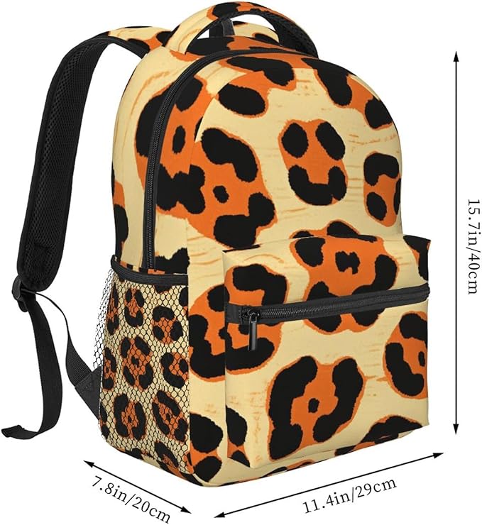 Lightweight Backpack for Gym Travel Bicycle, Big Capacity Multipurpose Anti-Theft Carry On Bag, Leopard Print Animal Skin Patterns Travel Hiking Bag Day Pack