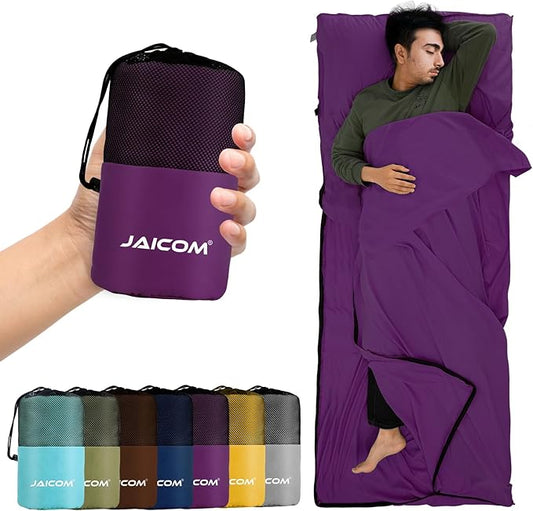 Sleeping Bag Liner, Sleep Sack Travel Sheets, Two-Way-Zipper Expose Feet Separately, Lightweight for Single, Backpacking,Hotels & Hostels, Camping, Travel, Business