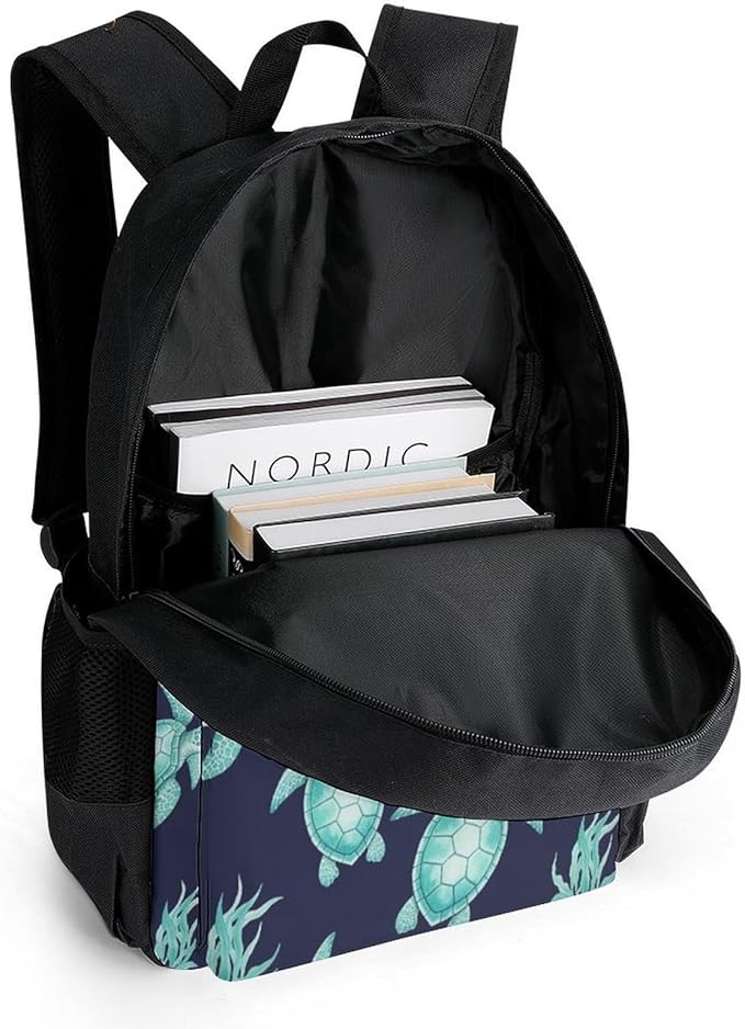 Versatile Polyester Backpack with Large Capacity for Business and Casual Activities, Sea Turtle Tavel Hiking Camping