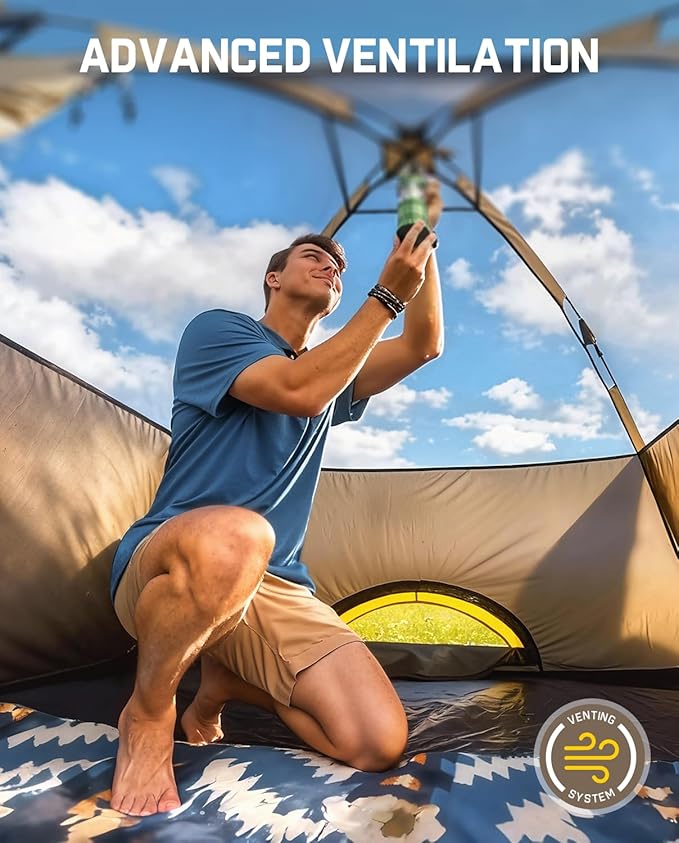 FanttikOutdoor Zeta C2/3/4 Camping Tent, 2/3/4 Person Instant Dome Tent, Easy Setup in 60s, Portable Waterproof Cabin Tent with Pre-Attached Poles & Air Vent, Ideal for Camping, Hiking, Backyard