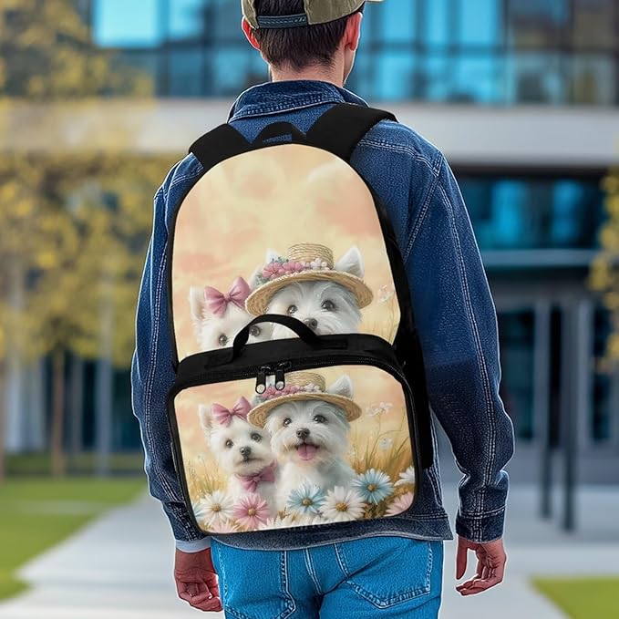 HUGS IDEA Floral Backpack for Girls with Lunch Bag Bookbag for Girls 6-8 Elementary School Backpacks 17 Inch School Bag for Teen Kids Rucksack for Hiking