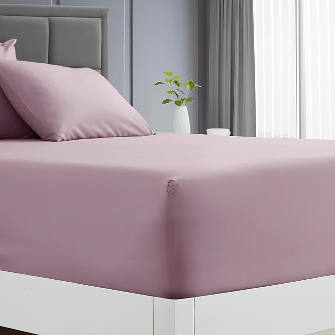 Clara Clark Twin XL Sheets - Hotel Luxury 5 Piece Bed Sheets for Twin XL Size Bed - Soft Bedding Sheets & Pillowcases, Fits Mattress up to 16 inch deep. Twin XL, Dusty Purple