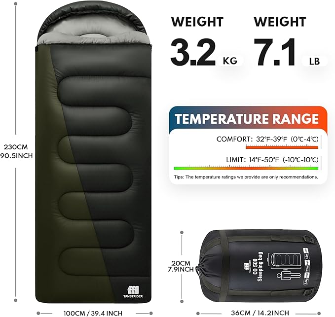 20°F XXL Sleeping Bags for Adults Cold Weather,Camping Sleeping Bag with Compression Sack for Winter Hiking, Hunting,Traveling