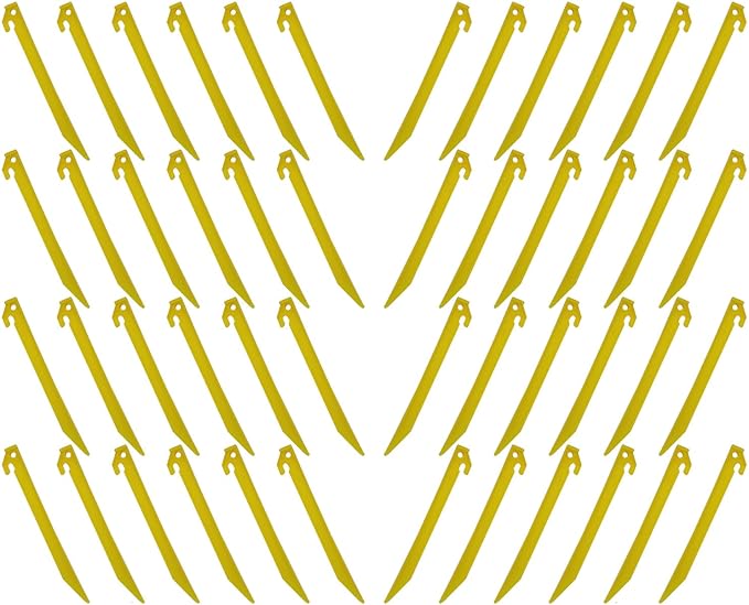 48 Pcs 9 Inch (225mm) Tent Pegs Plastic Spike Hook Awning Camping Caravan Visual Marker