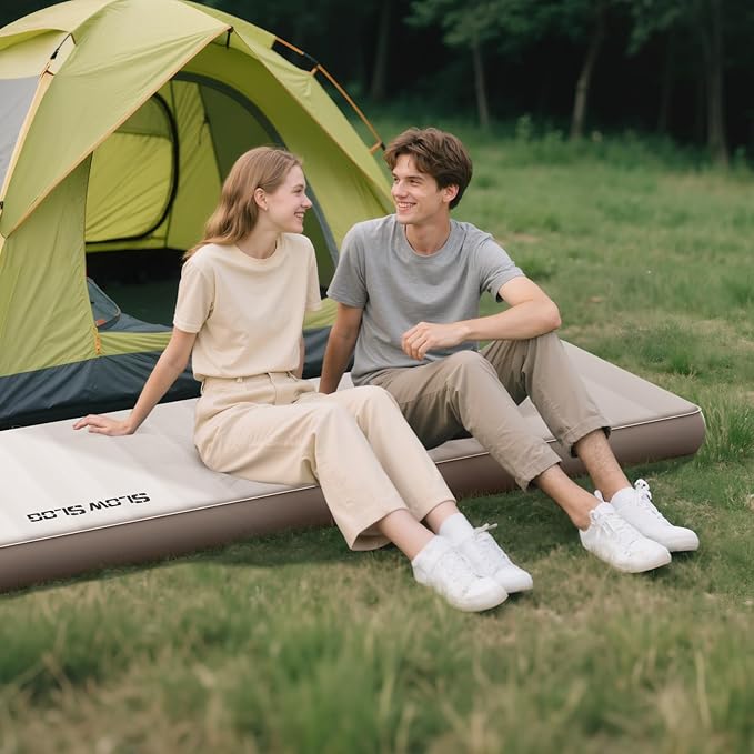 Self-Inflating Sleeping Pad with Portable Electric Air Pump, 4in Thick Memory Foam Camping Mattress for Tent Cot & Car Travel, Fast Inflate & Deflate Camping Pad