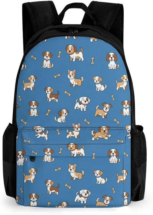 Supdreamc Polyester Daypack Backpack for Trekking Picnic Walking Cycling, Large Capacity Anti-Theft Multipurpose Shoulder Bag, Cute Dog Casual Daypack