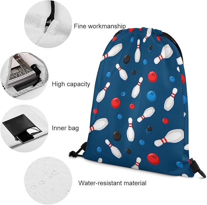 Theft Proof Drawstring Backpack Cinch Sack Water Resistant for Travel Camping Sports Equipment Men Women, Bowling Ball Bags