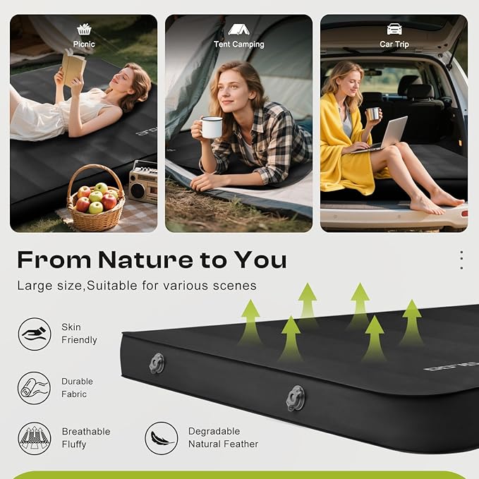 Self-Inflating Sleeping Pad with Portable Electric Air Pump, 4in Thick Memory Foam Camping Mattress for Tent Cot & Car Travel, Fast Inflate & Deflate Camping Pad