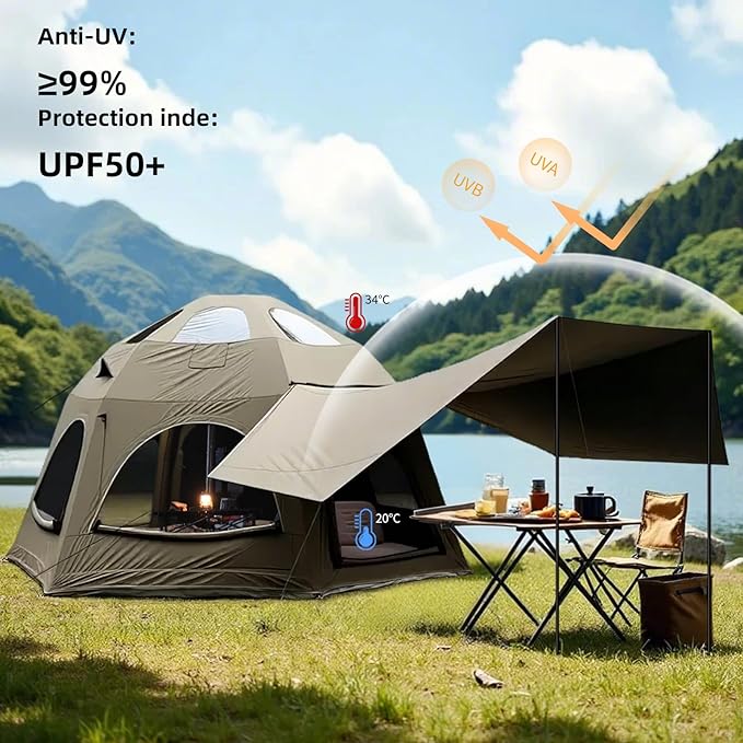 Inflatable Tents for Camping, Large Inflatable Camping Tent with Hand Pump, Easy Setup Tents for 4-6 People, Portable Glamping Tent