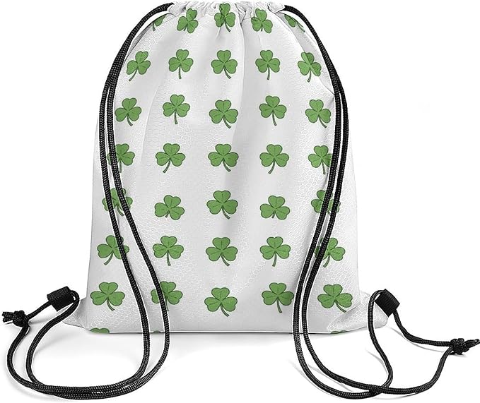 Beam Backpack Drawstring Sack Large Capacity for Soccer Basketball Sports Workout Equipment Travel, Lucky Clover Shamrock Bags