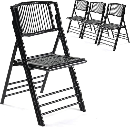 Bonnlo Bamboo Folding Chairs 1/2/4 Pack Foldable Dining Wood Chairs for Outdoor Indoor Garden Patio Lawn Porch Wedding Party Event,Black