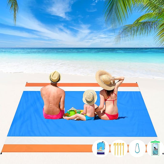 BYDOLL Beach Blanket Waterproof Sandproof Large 78''×81''/10'×9' Sand Free Oversized Sandless Picnic Mat Water Proof Packable Lightweight Blanket for Beach Camping Hiking Travel