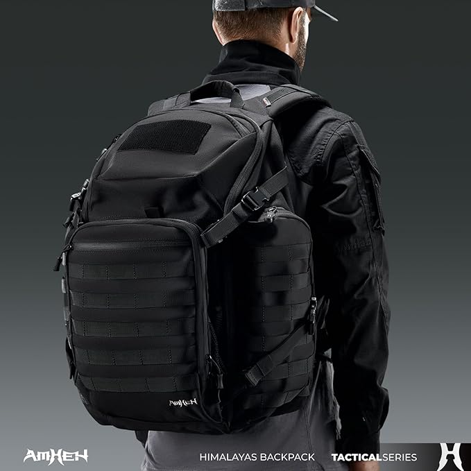52L Tactical Backpack - 1050D 72 Hour Bug Out, 17" Laptop Compartment, Helmet Pocket and MOLLE for Survival Emergency (Black)