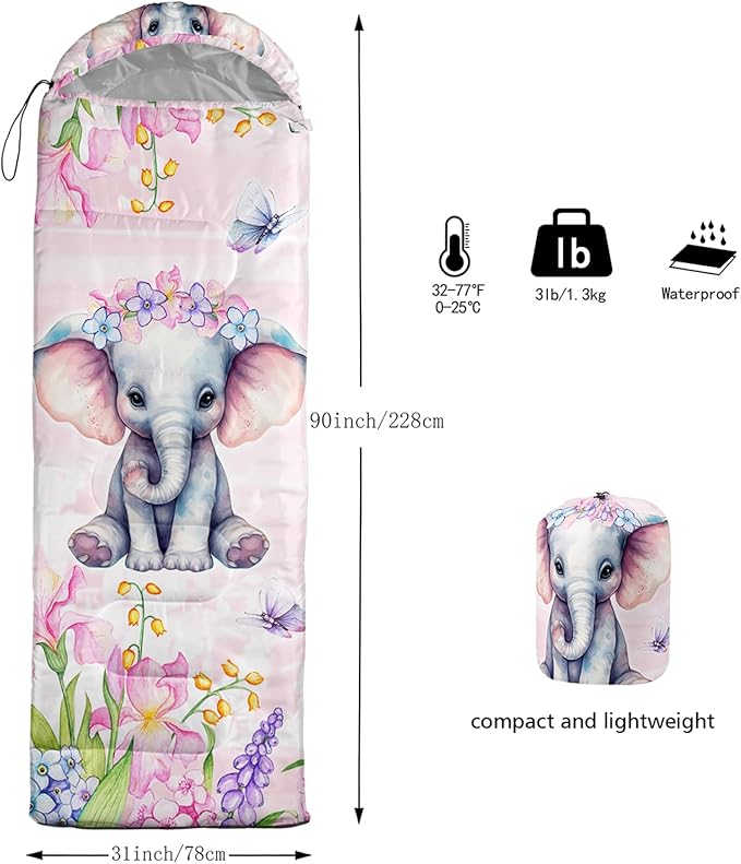 AILONEN Outer Space Astronaut Camping Sleeping Bags,Lightweight & Waterproof,3 Season Warm & Cool Weather,Cartoon Sleeping Bags for Kids,Boys Girls Travelling,Outdoors