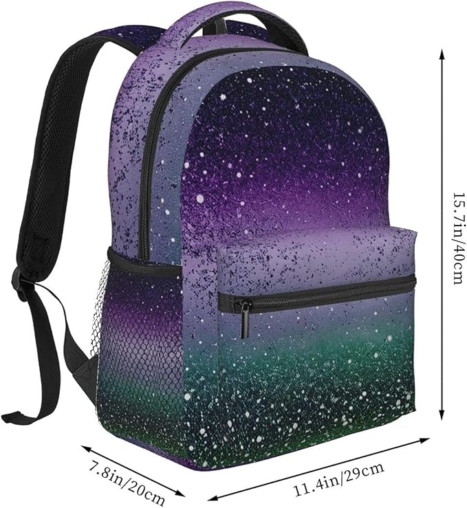 Daypack Bookbag Multipurpose Anti-Theft Big Capacity Carry On Bag, Sparkling Mermaid Scales Travel Hiking Camping Rucksack With Padded Straps