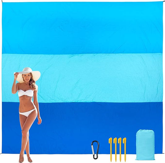 Beach Blanket, Sandproof Beach Mat, Waterproof Quick Drying Lightweight Outdoor Aztec Picnic Mat 79" X 83"/120"x108" for 2-8 Adults for Travel, Camping, Hiking