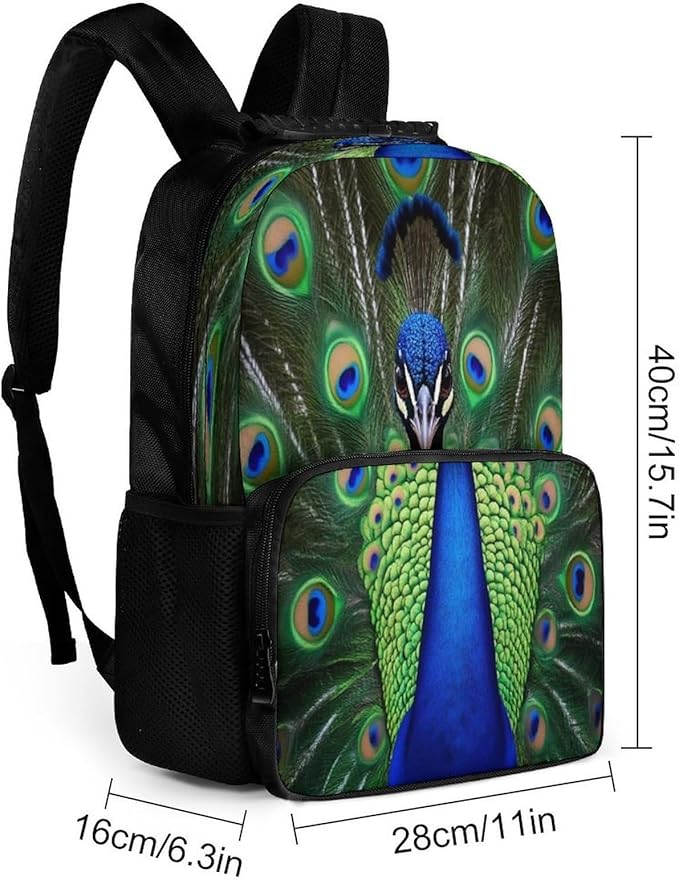 Lightweight Daypack for Camping Business Walking Cycling, Large Capacity Anti-Theft Multipurpose Bookbag, Peacock Feather Gym Outdoor Hiking Backpack