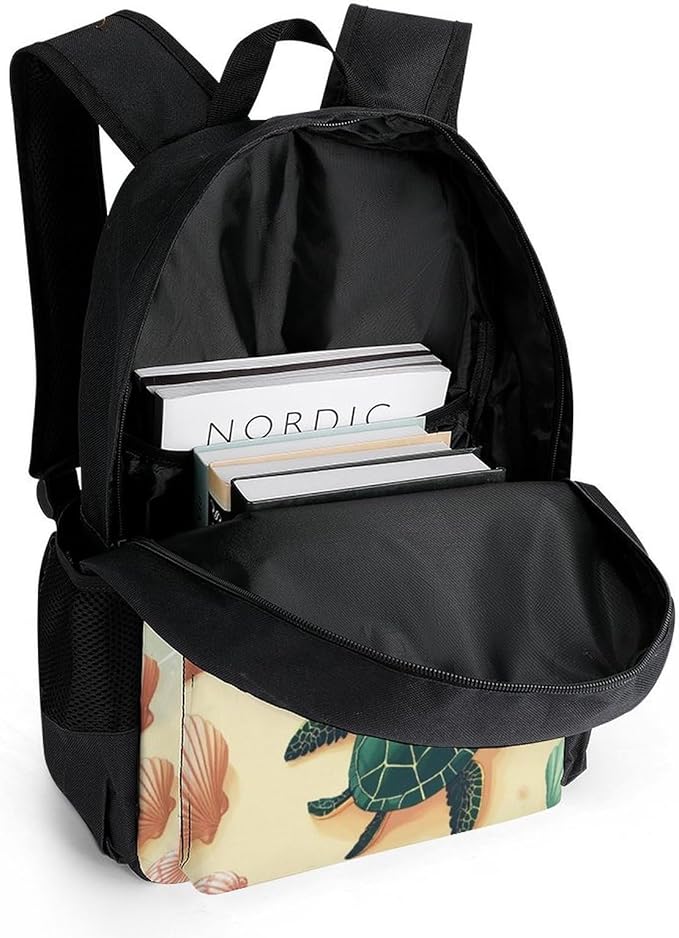 Supdreamc Men Women Lightweight Turtles On The Beach Backpack Large Capacity Carry On Bag With Padded Straps for Sports Work Walking Cycling