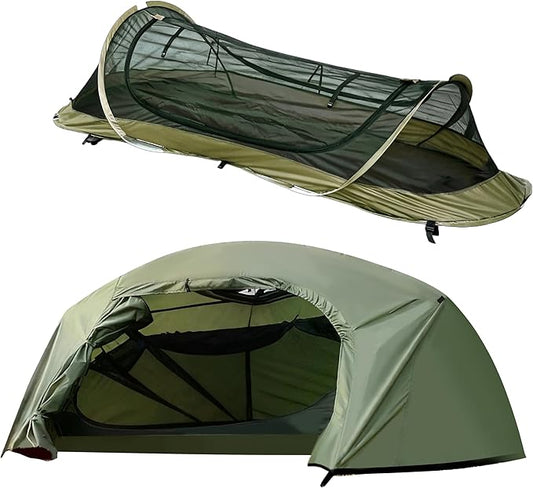 Waterproof Ultralight Backpacking bivy Tent | Freestanding 1-Person Tents for Camping/bivy/Hiking |，pop up Tent, Mosquito-Proof Outdoor Shelter