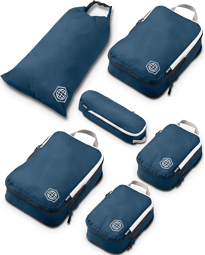 Compression Packing Cubes Set for Carryon Suitcases- Lightweight, Durable Clothes Organizer