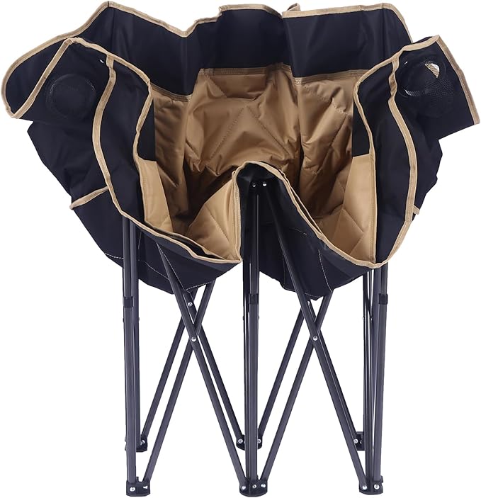 2 Person Camping Chair Oversized Loveseat Camping Chair Double Camping Chairs for Adults Heavy Duty Camping Couch Black Outdoor Folding Chair (Camel Color)