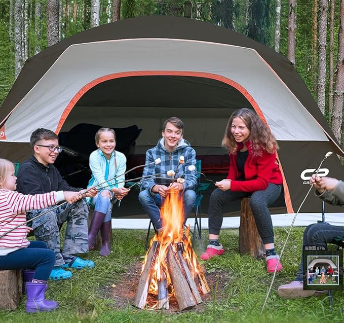 Tents for Camping 6 Person Tent Waterproof Windproof Double Layer Family Camping Tent, Easy Setup Dome Tent with Large Mesh Windows & Wider Door for Outdoor Camping & Hiking