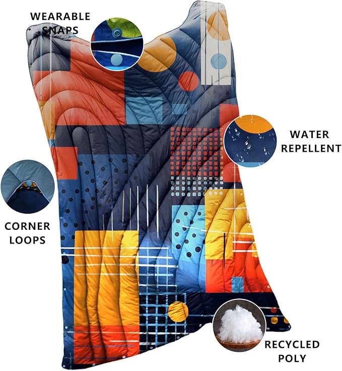 Camping Blanket,Puffy Printed Camp Blankets Lightweight Packable for Outdoor Camping,Traveling, Stadium, Hiking, Picnics