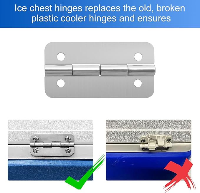 Cooler Stainless Steel Hinges Fits for Igloo Ice Chests Hinges Replacement - 3 Pack