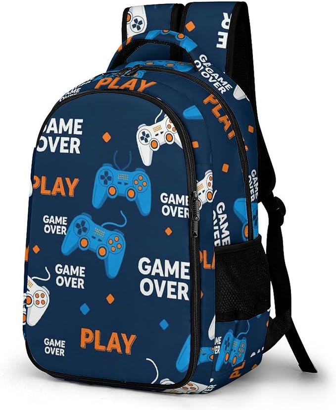 Water Resistant College Bookbag Play Video Game Weapon Games Art, Sturdy Laptop Backpack with Water Bottle Pockets for Men Women Travel Work