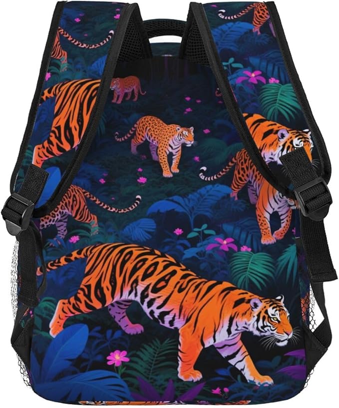 Rucksack Multipurpose Anti-Theft Big Capacity Shoulder Bag, Tige Rainforest Art Travel Hiking Camping Rucksack With Side Pockets