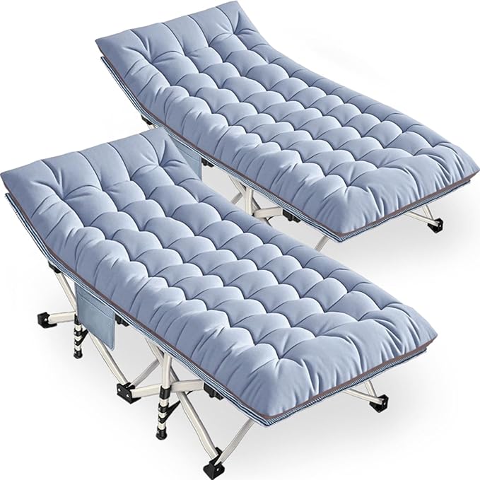 XXL Camping Cots 2 Pack Extra Large Sleeping cots with Comfortable Mattress Oversize Camping Bed for Adults Cots Include Carry Bag for Adults Portable Cot Easy to Set Up Indoor Outdoor Office Nap