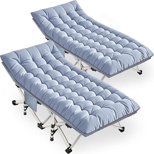 XXL Camping Cots 2 Pack Extra Large Sleeping cots with Comfortable Mattress Oversize Camping Bed for Adults Cots Include Carry Bag for Adults Portable Cot Easy to Set Up Indoor Outdoor Office Nap