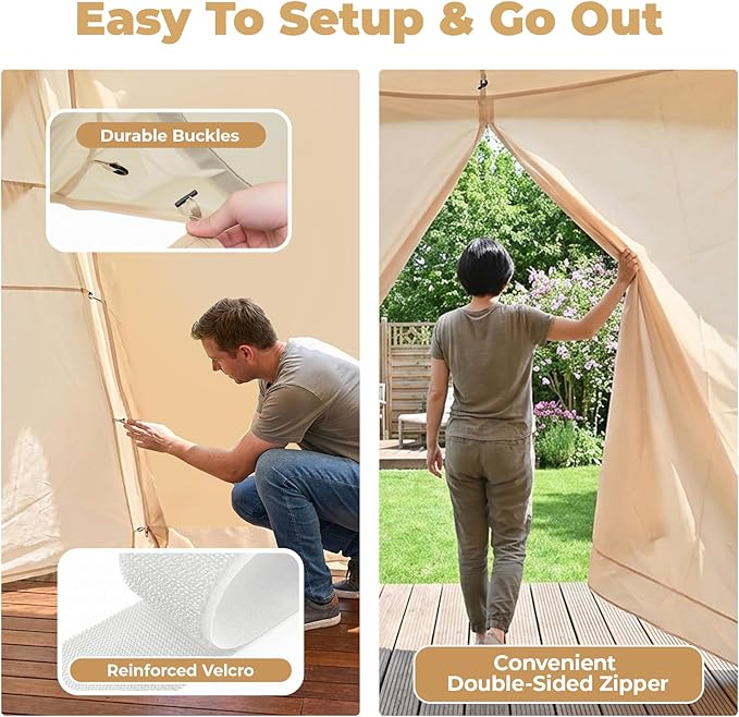 Alvantor® 12' x 12' Pop Up Gazebo, Canopy Tent All Weather & 4-Season Use, 4-Door PVC/Mesh/Polyester Curtain Addable, Top Mesh & Cover Portable Pergolas Pavilion for Patio, Backyard, Deck