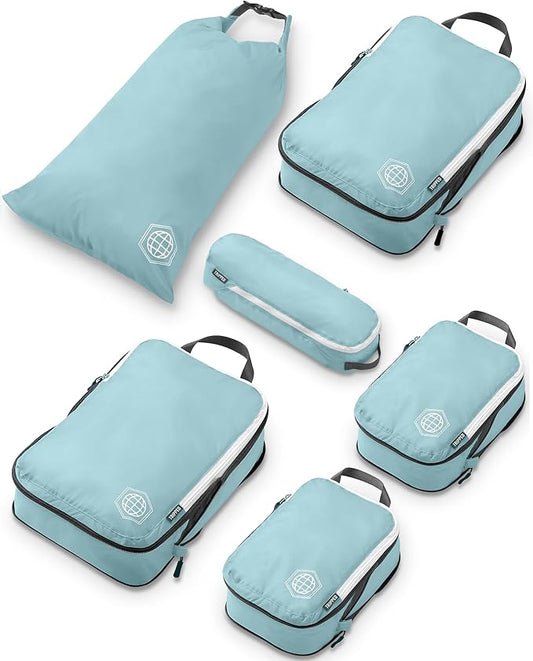 Compression Packing Cubes Set for Carryon Suitcases- Lightweight, Durable Clothes Organizer