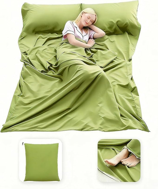 Sleeping Bag Liner Lightweight Compact Sleeping Bag Sack Portable Clean Travel Sheet Camping Sleep Sheet for Backpacking Hotel Hiking